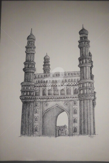 Rysunek zatytułowany „CHARMINAR(monumenta…” autorstwa Syed Akheel, Oryginalna praca