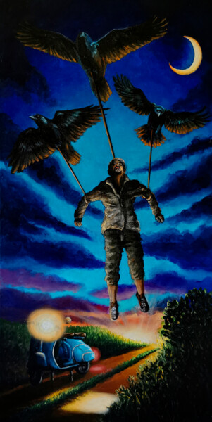 Painting titled "A-CROW A LA LIBERTÉ" by Syl20, Original Artwork, Acrylic