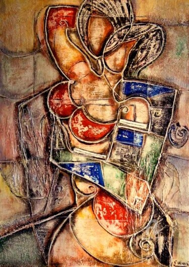 Schilderij getiteld "Les amoureux" door Sylvie Oliveri, Origineel Kunstwerk, Airbrush