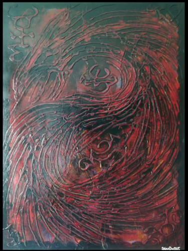 Картина под названием "Dragon Rouge / Titr…" - Sylvain Dousset, Подлинное произведение искусства, Акрил Установлен на Деревя…