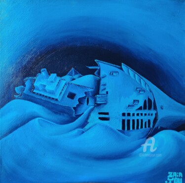 Peinture intitulée "Bleu marie" par Sylvain Demarconnay, Œuvre d'art originale, Huile
