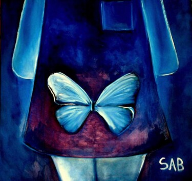 Peinture intitulée "Sacré Papillon" par Sylvia Adjabroux, Œuvre d'art originale, Huile