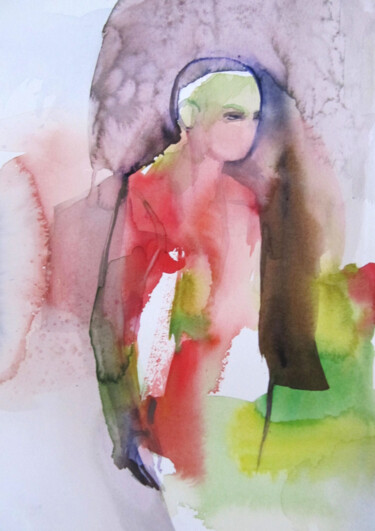 Painting titled "A l'aube" by Sylvia Baldeva, Original Artwork, Watercolor