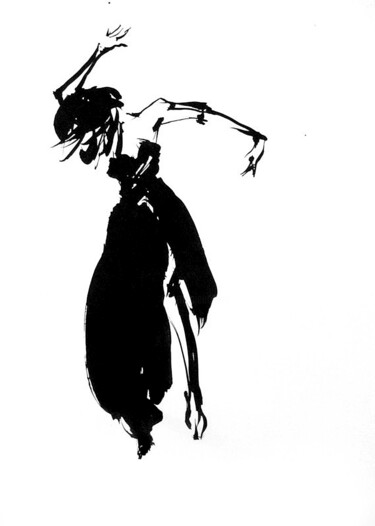 Drawing titled "Danse II" by Sylvia Baldeva, Original Artwork, Ink