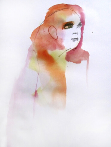 Рисунок под названием "Personnage en rouge" - Sylvia Baldeva, Подлинное произведение искусства, Другой
