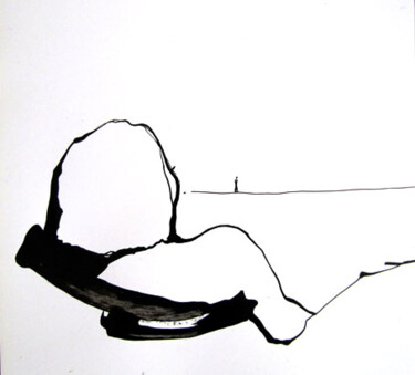 제목이 "Au loin"인 그림 Sylvia Baldeva로, 원작, 잉크