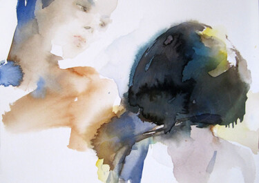 Malerei mit dem Titel "Suite à l'évènement" von Sylvia Baldeva, Original-Kunstwerk, Aquarell