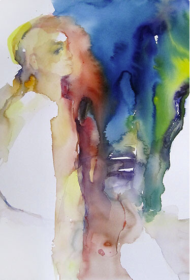 Malerei mit dem Titel "Chemin" von Sylvia Baldeva, Original-Kunstwerk, Aquarell