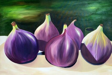 Painting titled "Freshly picked figs" by Sylvia Eder, Original Artwork, Acrylic