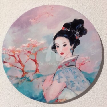 Peinture intitulée "CHINOISERIES III" par Sylvia Fuet, Œuvre d'art originale, Huile