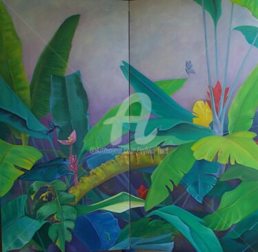 Painting titled "paravent végétal" by Sylvia Fuet, Original Artwork