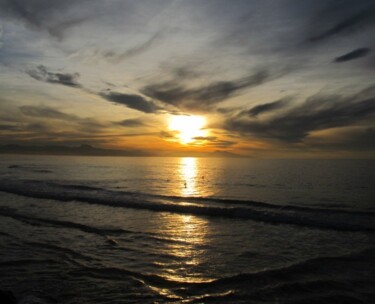 Fotografía titulada "surf au crépuscule" por Sylvid, Obra de arte original