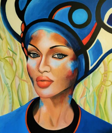 Schilderij getiteld "Africaine" door Sylvie Abadie-Bastide, Origineel Kunstwerk, Acryl