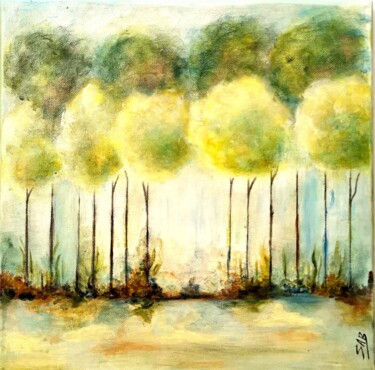 Картина под названием "Pins" - Sylvie Abadie-Bastide, Подлинное произведение искусства, Акрил Установлен на Деревянная рама…