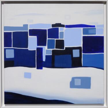Painting titled "Déambulation bleue" by Sylvie B., Original Artwork, Acrylic Mounted on Wood Stretcher frame