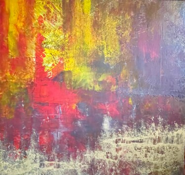 Peinture intitulée "Incendie" par Sylvie Bisson, Œuvre d'art originale, Acrylique Monté sur Châssis en bois