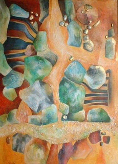 Pittura intitolato "avalanche émeraude" da Sylvie Boulet, Opera d'arte originale, Olio