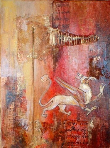 绘画 标题为“Médiéval rouge” 由Sylvie Boulet, 原创艺术品, 油