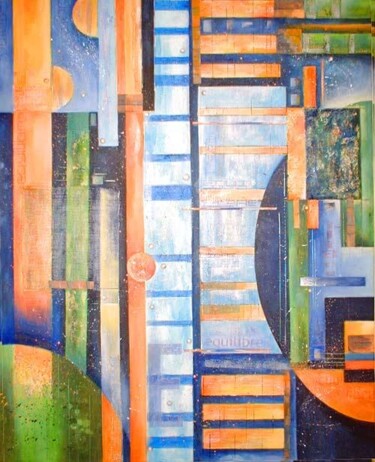 Malerei mit dem Titel "Equilibre" von Sylvie Boulet, Original-Kunstwerk, Öl
