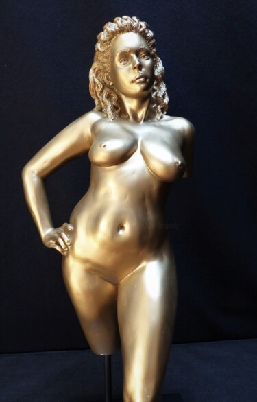Sculpture intitulée "Golden Lady 1" par Sylvie Bourély (SB), Œuvre d'art originale, Argile