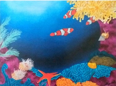 Malerei mit dem Titel "Aquarium" von Sylvie Cappe, Original-Kunstwerk, Aquarell