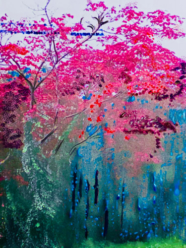 Peinture intitulée "Fall tree" par Sylvie Paule Caron, Œuvre d'art originale, Encre