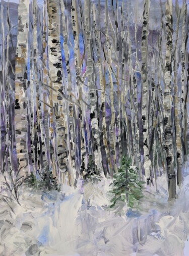 Pittura intitolato "Winter Forest" da Sylvie Carter, Opera d'arte originale, Acrilico