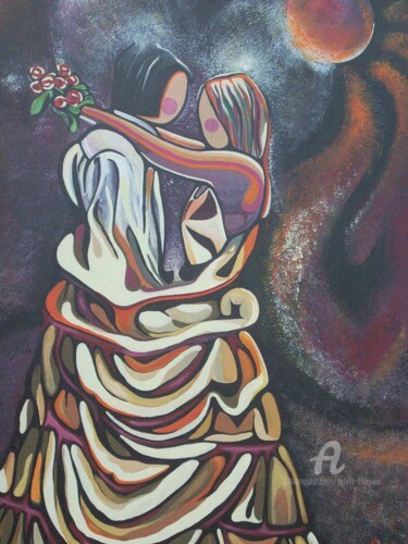 Schilderij getiteld "COUPLE QUI DANSE" door Sylvie Chauvin, Origineel Kunstwerk, Acryl