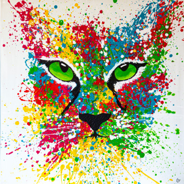 Peinture intitulée "LYNX" par Sylvie Clain, Œuvre d'art originale, Acrylique Monté sur Châssis en bois