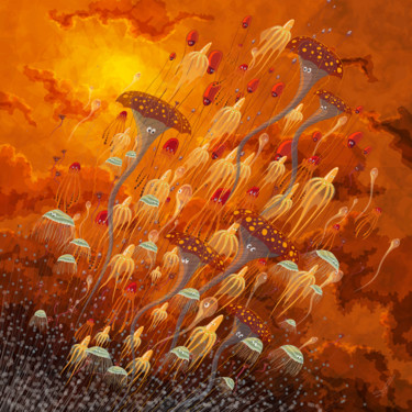 Arts numériques intitulée "Incendie" par Sylvie Dessert (Syl), Œuvre d'art originale, Peinture numérique