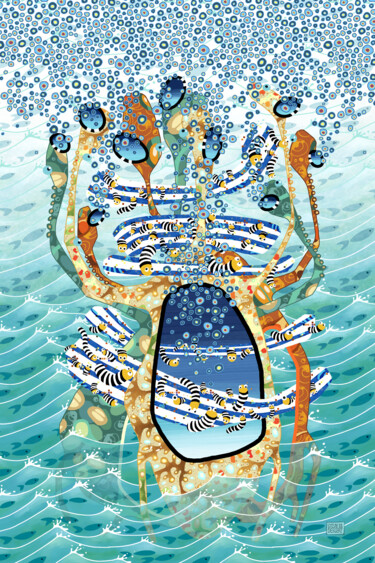 Arte digitale intitolato "Les chants de la mer" da Sylvie Dessert (Syl), Opera d'arte originale, Pittura digitale