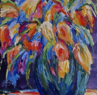 Pintura intitulada "From Keukenof Garden" por Sylvie Gagnon, Obras de arte originais, Óleo