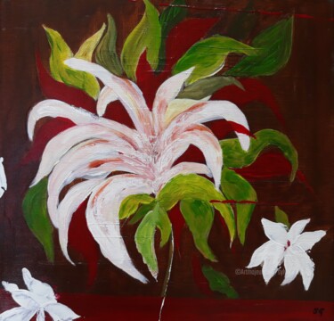 Pittura intitolato "Floral" da Sylvie Guyomar (Sylvie G), Opera d'arte originale, Olio Montato su Telaio per barella in legno