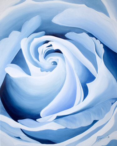Pintura intitulada "Le grand bleu" por Sylvie Hiernard, Obras de arte originais, Óleo Montado em Armação em madeira