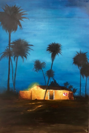 Painting titled "Oasis en Namibie" by Sylvie Jolivet, Original Artwork, Oil