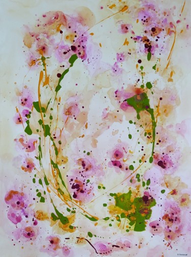 Pintura intitulada "Les Orchidées" por Sylvie Jousselin, Obras de arte originais, Acrílico Montado em Armação em madeira