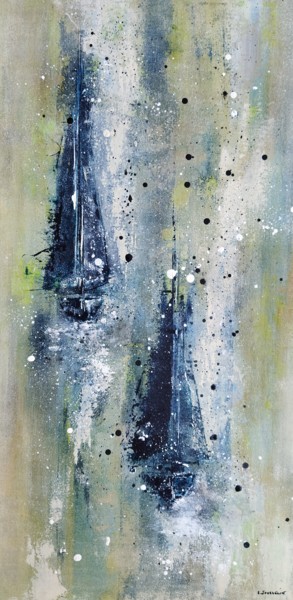 Peinture intitulée "Brume sur les voiles" par Sylvie Jousselin, Œuvre d'art originale, Acrylique Monté sur Châssis en bois