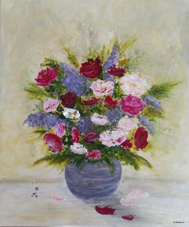 Peinture intitulée "Fleurs du jardin" par Sylvie Jousselin, Œuvre d'art originale, Acrylique Monté sur Châssis en bois