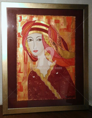 Peinture intitulée "la reine rouge" par Sylvie Léandre, Œuvre d'art originale