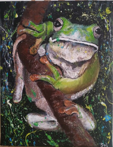 "Grenouille" başlıklı Tablo Sylvie Lescan tarafından, Orijinal sanat, Akrilik Ahşap Sedye çerçevesi üzerine monte edilmiş