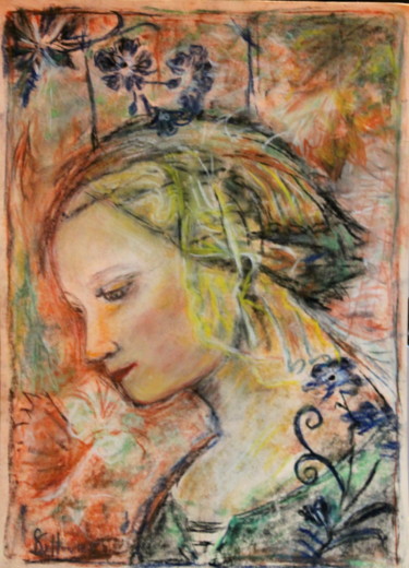 图画 标题为“Madonne de Philippo…” 由Sylvie Ollivier, 原创艺术品, 粉彩