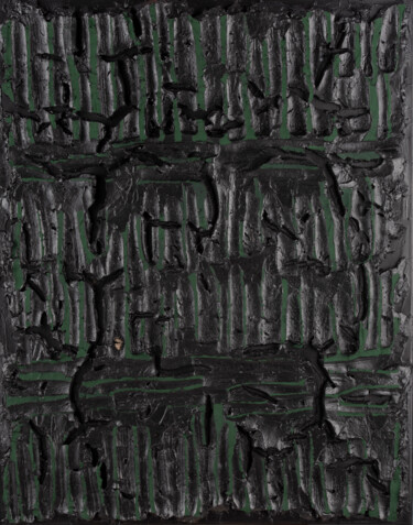 Картина под названием "Vert d'écriture" - Sylvie Mayer, Подлинное произведение искусства, Пигменты Установлен на Деревянная…