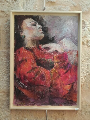 Peinture intitulée "La robe rouge" par Sylvie Mercier, Œuvre d'art originale