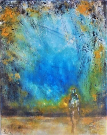 Painting titled "être parmi tout" by Sylvie Pinon, Original Artwork, Acrylic Mounted on Wood Stretcher frame