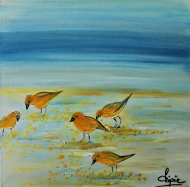 Painting titled "picorons 2" by Sylvie Pinon, Original Artwork, Acrylic Mounted on Wood Stretcher frame