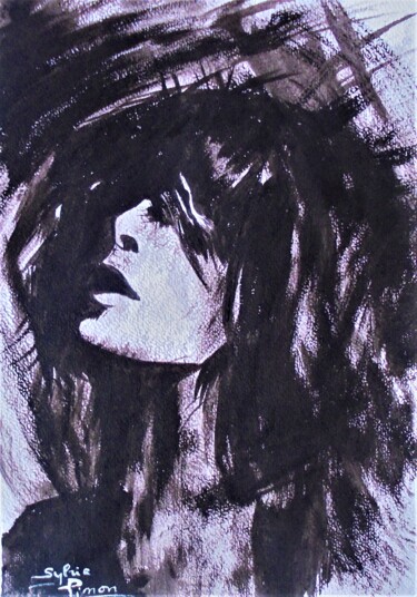 Malerei mit dem Titel "anonyme au féminin" von Sylvie Pinon, Original-Kunstwerk, Aquarell