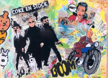 Collages titled "tintin" by Sylvie Rivalta Galtier, Original Artwork, Collages