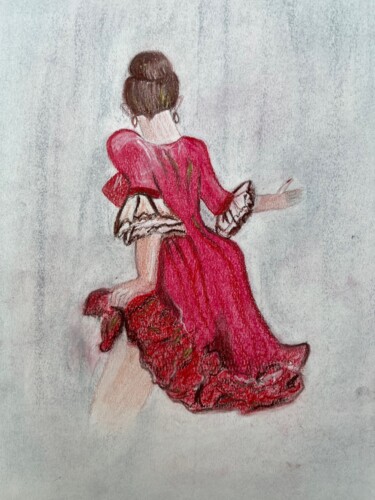 Drawing titled "FLAMENCO" by Sylvie Rivalta Galtier, Original Artwork, Pastel
