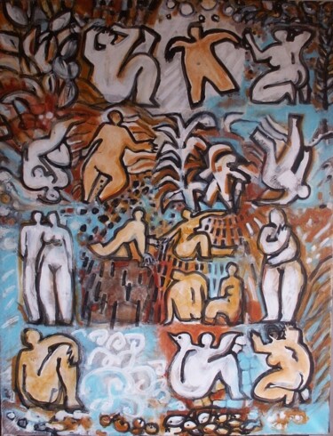 Pintura intitulada "Océaniques" por Sylvie Serre, Obras de arte originais, Óleo