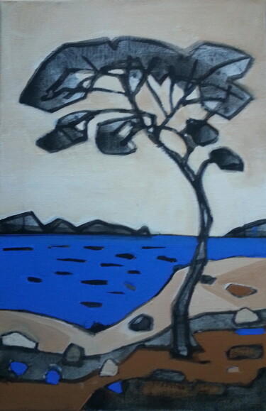 Painting titled "l'île noire" by Sylvie Serre, Original Artwork, Acrylic